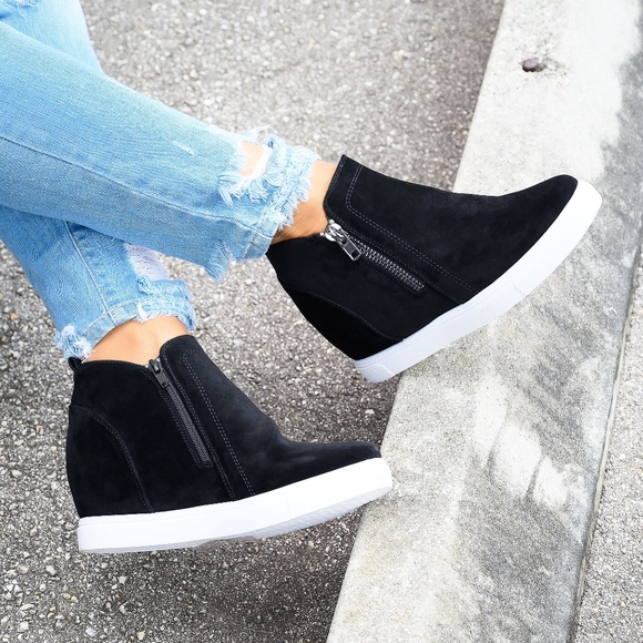 Outwoods Shoes - Popular Black Wedge Sneakers